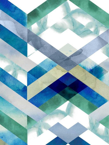 Crystal Chevron I White Modern Wood Framed Art Print with Double Matting by Popp, Grace