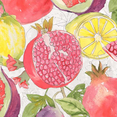 Fruit Medley II Black Modern Wood Framed Art Print with Double Matting by Mark, Leslie