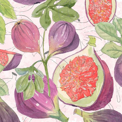 Fig Medley I Black Ornate Wood Framed Art Print with Double Matting by Mark, Leslie