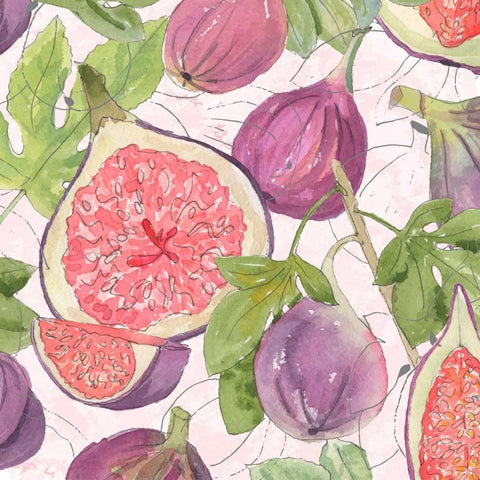 Fig Medley II Gold Ornate Wood Framed Art Print with Double Matting by Mark, Leslie