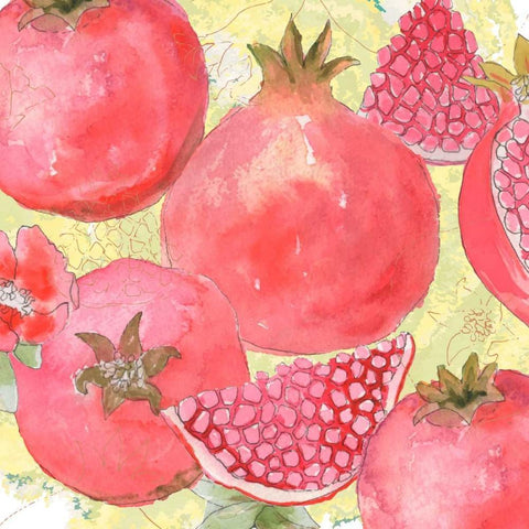 Pomegranate Medley I White Modern Wood Framed Art Print with Double Matting by Mark, Leslie