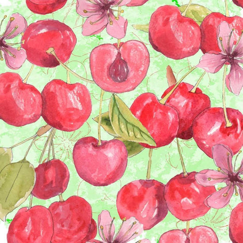 Cherry Medley I Gold Ornate Wood Framed Art Print with Double Matting by Mark, Leslie