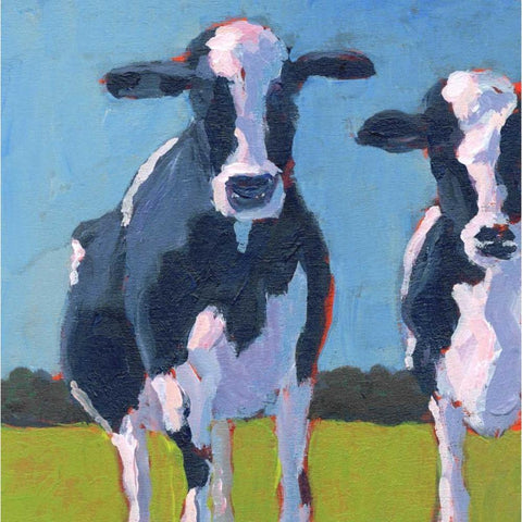Cow Pals I Black Modern Wood Framed Art Print with Double Matting by Young, Carol