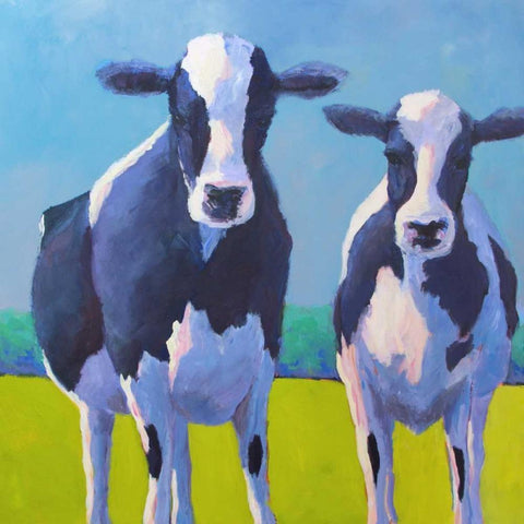 Cow Pals II White Modern Wood Framed Art Print by Young, Carol