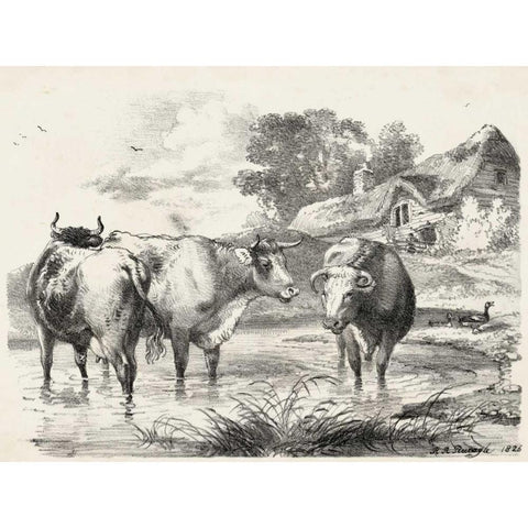 Rural Charms I Gold Ornate Wood Framed Art Print with Double Matting by Unknown