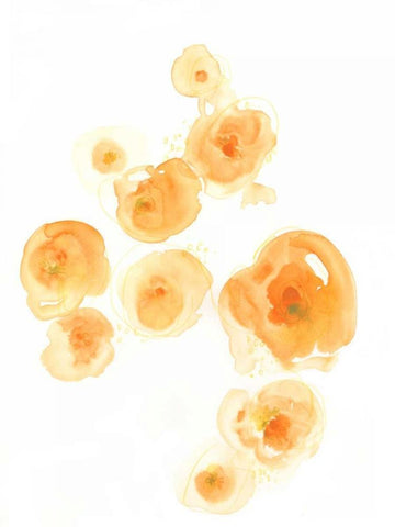 Falling Blossoms II White Modern Wood Framed Art Print with Double Matting by Vess, June Erica