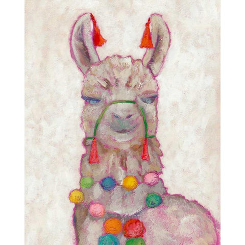 Festival Llama I White Modern Wood Framed Art Print by Zarris, Chariklia