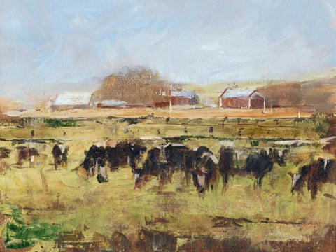 Out to Pasture II Black Ornate Wood Framed Art Print with Double Matting by Harper, Ethan