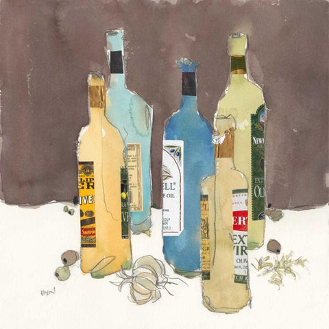 Array of Olive Oil II Black Ornate Wood Framed Art Print with Double Matting by Dixon, Samuel