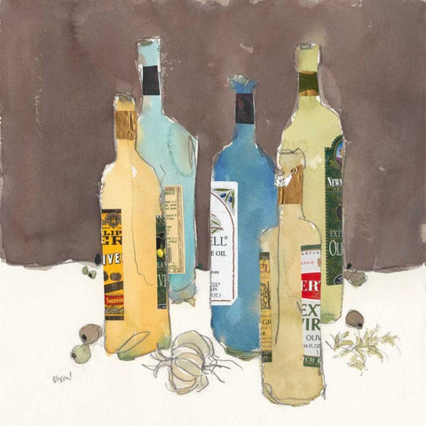 Array of Olive Oil II Black Modern Wood Framed Art Print with Double Matting by Dixon, Samuel