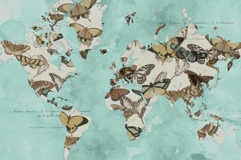 Migration of Butterflies Black Ornate Wood Framed Art Print with Double Matting by Goldberger, Jennifer