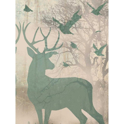 Deer Solace II White Modern Wood Framed Art Print by Goldberger, Jennifer