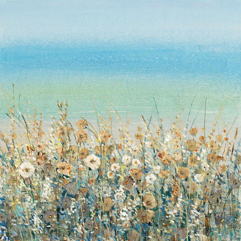 Shoreline Flowers II White Modern Wood Framed Art Print with Double Matting by OToole, Tim