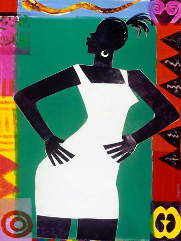 St. Sapphire White Modern Wood Framed Art Print with Double Matting by Honeywood, Varnette