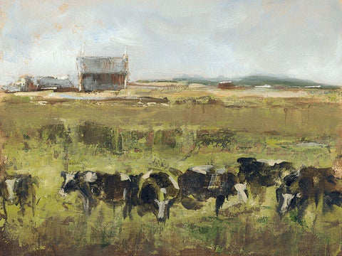 Custom Out to Pasture I White Modern Wood Framed Art Print with Double Matting by Harper, Ethan