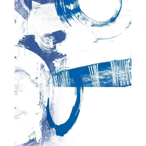Blue Scribbles III Gold Ornate Wood Framed Art Print with Double Matting by Vision Studio