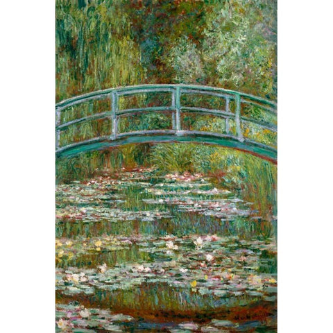 Bridge over a Pond of Water Lilies Black Modern Wood Framed Art Print with Double Matting by Monet, Claude