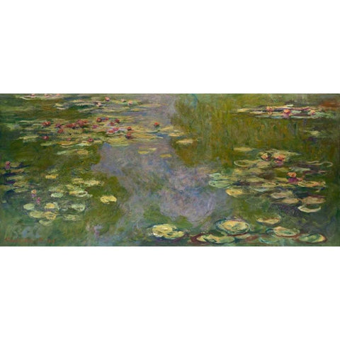 Water Lilies I White Modern Wood Framed Art Print by Monet, Claude