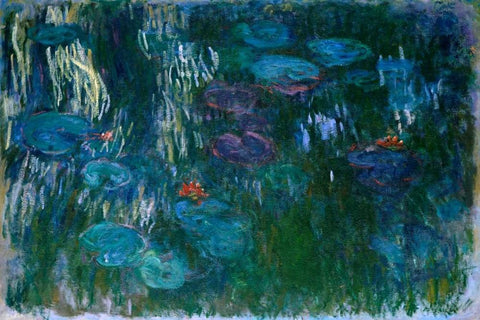 Water Lilies II White Modern Wood Framed Art Print with Double Matting by Monet, Claude