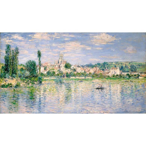 Vetheuil in Summer Black Modern Wood Framed Art Print with Double Matting by Monet, Claude