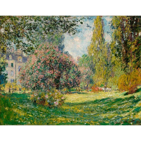 Landscape-The Parc Monceau White Modern Wood Framed Art Print by Monet, Claude