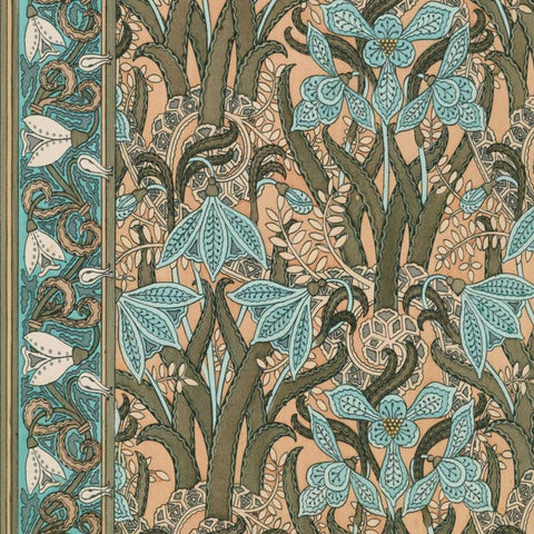 Nouveau Textile Motif I Gold Ornate Wood Framed Art Print with Double Matting by Vision Studio