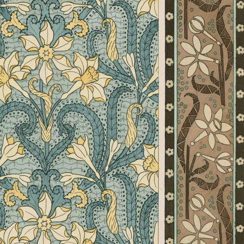 Nouveau Textile Motif III Gold Ornate Wood Framed Art Print with Double Matting by Vision Studio