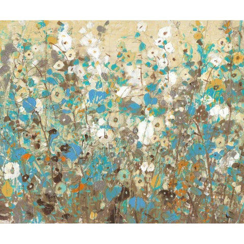 Flowering Vines I Black Modern Wood Framed Art Print by OToole, Tim