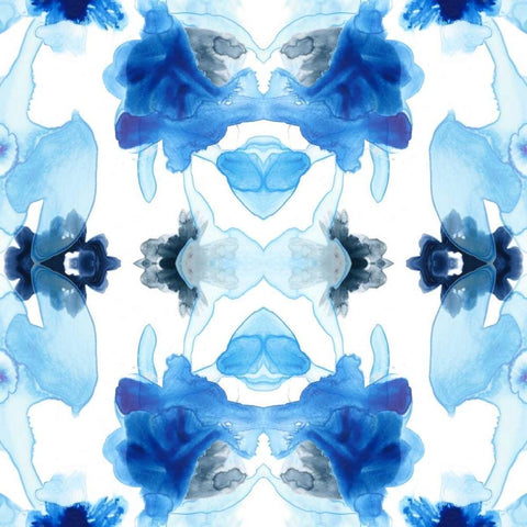 Blue Kaleidoscope I White Modern Wood Framed Art Print by Vess, June Erica