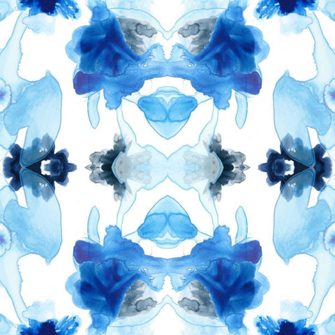 Blue Kaleidoscope I Black Ornate Wood Framed Art Print with Double Matting by Vess, June Erica