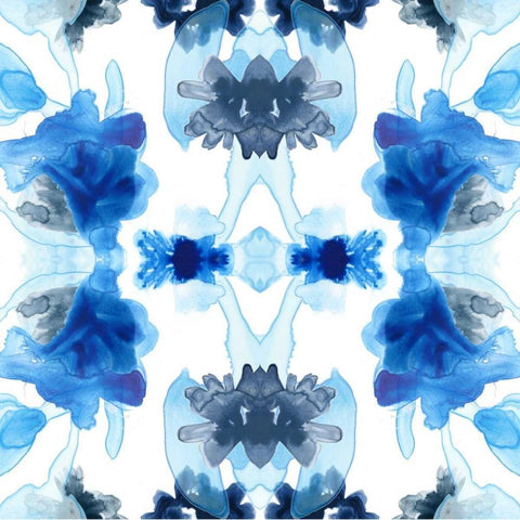 Blue Kaleidoscope II White Modern Wood Framed Art Print by Vess, June Erica