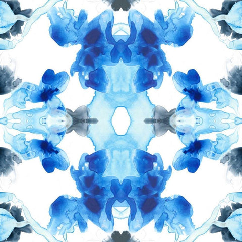 Blue Kaleidoscope III Black Ornate Wood Framed Art Print with Double Matting by Vess, June Erica