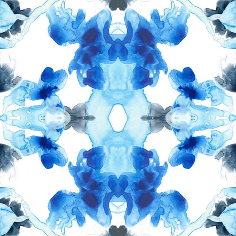 Blue Kaleidoscope III Black Modern Wood Framed Art Print with Double Matting by Vess, June Erica