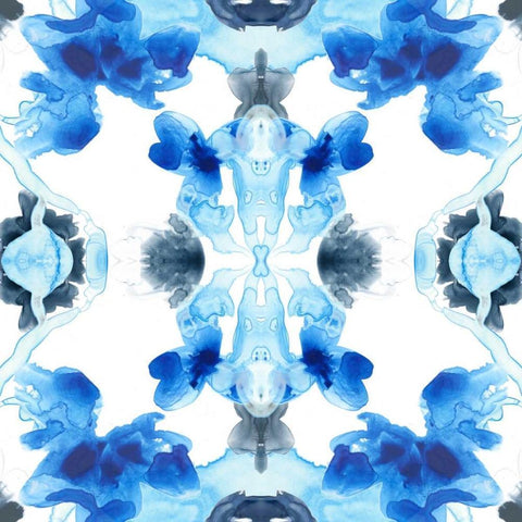Blue Kaleidoscope IV Black Modern Wood Framed Art Print with Double Matting by Vess, June Erica