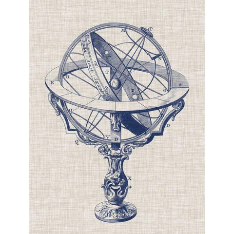 Armillary Sphere on Linen II Gold Ornate Wood Framed Art Print with Double Matting by Vision Studio