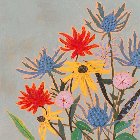 Thistle Bouquet I Gold Ornate Wood Framed Art Print with Double Matting by Borges, Victoria