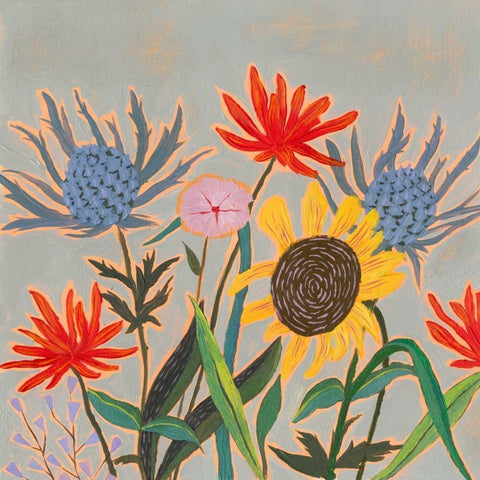 Thistle Bouquet II Black Modern Wood Framed Art Print by Borges, Victoria