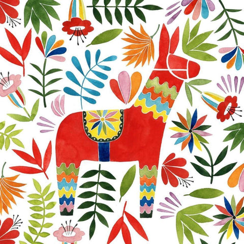 Festive Otomi II Black Ornate Wood Framed Art Print with Double Matting by Popp, Grace