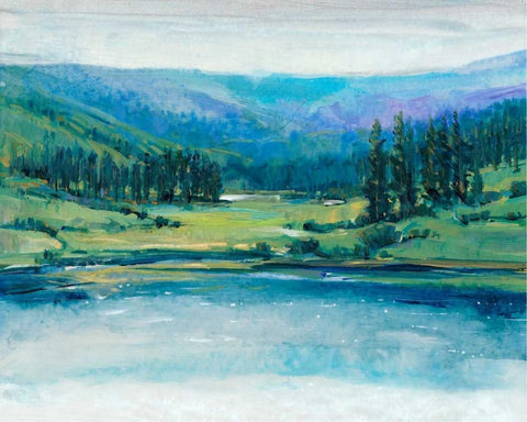 Mountain Lake I White Modern Wood Framed Art Print with Double Matting by OToole, Tim