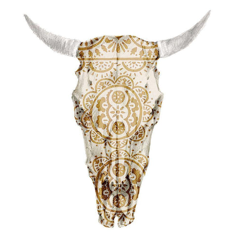 Day of the Dead Skull Mount VII Gold Ornate Wood Framed Art Print with Double Matting by Studio W