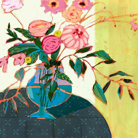 Fanciful Flowers I Black Modern Wood Framed Art Print by Borges, Victoria