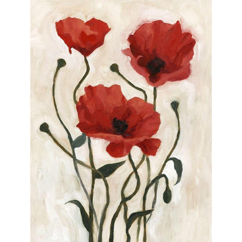 Poppy Bouquet I White Modern Wood Framed Art Print by Scarvey, Emma