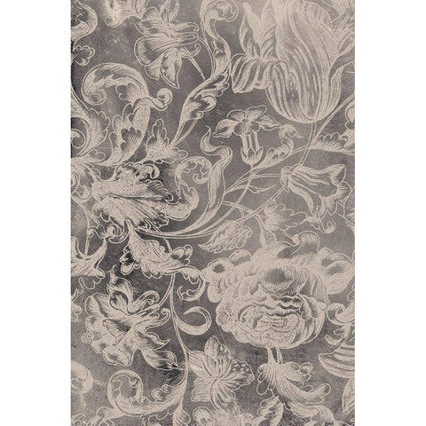 Aged Floral I Black Modern Wood Framed Art Print with Double Matting by Vision Studio