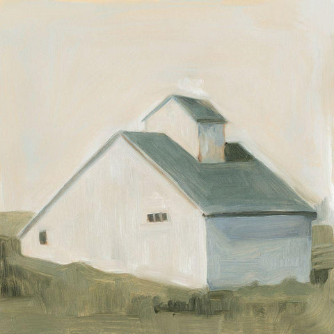 Serene Barn I White Modern Wood Framed Art Print with Double Matting by Scarvey, Emma