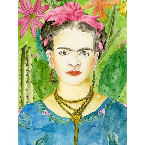 Frida Kahlo II Black Modern Wood Framed Art Print with Double Matting by Wang, Melissa