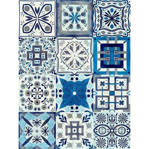 Kaleidoscope Tile I Black Modern Wood Framed Art Print with Double Matting by Borges, Victoria