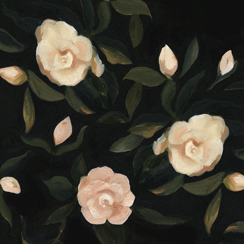 Evening Gardenias I Black Modern Wood Framed Art Print by Scarvey, Emma