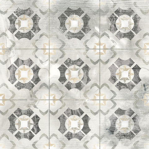 Marble Tile Design III Black Ornate Wood Framed Art Print with Double Matting by Vess, June Erica
