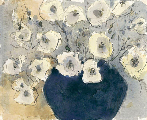 White Blossom Study I White Modern Wood Framed Art Print with Double Matting by Dixon, Samuel