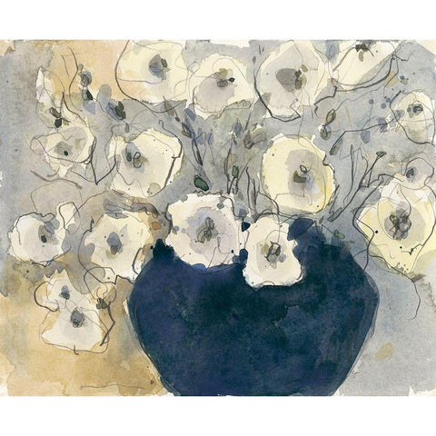 White Blossom Study I Black Modern Wood Framed Art Print by Dixon, Samuel